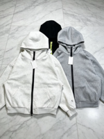 Sweat-shirt à capuche zippé épais avec logo brodé, coupe décontractée et oversize