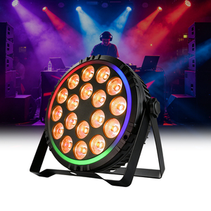 Projecteur PAR plat RGBW 4-<span class=keywords><strong>en</strong></span>-1 18x4W à LED avec bande RGB DMX pour DJ, discothèque, bar, scène, éclairage de fond, soirée, spectacle <span class=keywords><strong>en</strong></span> <span class=keywords><strong>direct</strong></span>, événement religieux - Product Image 1