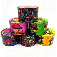 Meilleure vente transfrontalière : Grinder à tabac en alliage de zinc à quatre couches, 63MM 50MM 40MM, imprimé UV, motifs variés, vente en gros