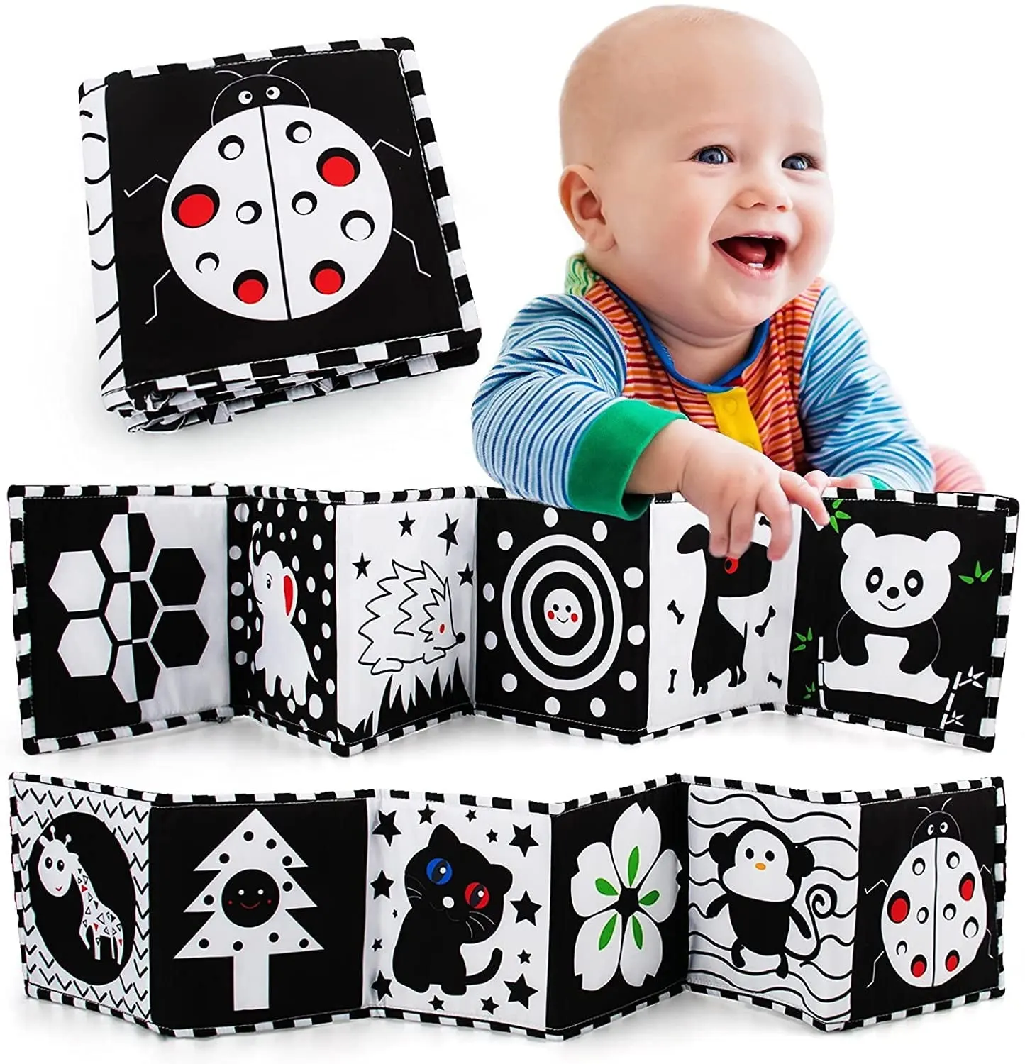 Baby bücher ToysHigh Contrast Baby Sensory Toys Baby Soft Book für die frühe Bildung 0-3 Jahre alt Neugeborenes Spielzeug ungiftiger Stoff