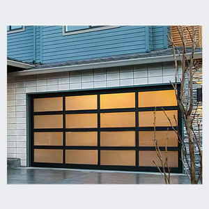 <span class=keywords><strong>Porte</strong></span> <span class=keywords><strong>de</strong></span> <span class=keywords><strong>garage</strong></span> sectionnelle en verre moderne 12x12 en alliage d'aluminium et d'acier isolée avec télécommande automatique style français extérieur pour villa - Product Image 2