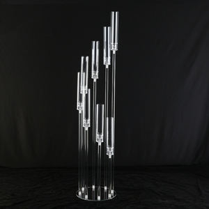 Centros DE MESA DE BODA Decoración Candelabros de cristal transparente Brazos altos Portavelas de acrílico de plástico - Product Image 2