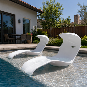 Silla de piscina de fibra de vidrio, tumbona impermeable para exteriores con almohada para piscinas de resort. - Product Image 2