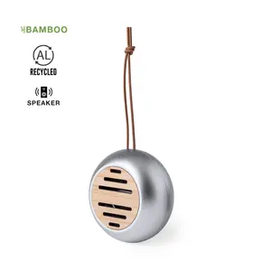 Haut-parleur Mini en bambou et aluminium, gadgets écologiques - Product Image 1