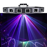 Luz Láser para DJ, Proyección de 6 Rayos RGB, Luz de Fiesta con Control DMX para Música, Discoteca, Baile, Cumpleaños, Bar, Escenario