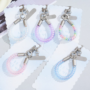 Cordon de téléphone portable en TPU, bracelet multicolore à perles de cristal, boucle en métal, support de téléphone pour poignet - Product Image 3