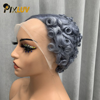 Perruques Courtes en Cheveux Humains Gris, Perruques Bob en Cheveux Naturels, Perruques Sans Colle à Dentelle Frontale, Perruques Pixie Cut, Perruques en Cheveux Vietnamiens Bruts, Cheveux Naturels
