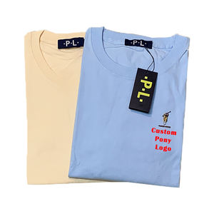 T-shirt d'été formel pour <span class=keywords><strong>homme</strong></span>, uni, décontracté, coupe ample, à manches courtes, brodé, col rond, 100 % coton - Product Image 2