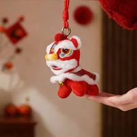Porte-clés en peluche Danse du Lion chinois en gros, pendentif porte-bonheur festif pour sac à dos, décoration intérieure, cadeaux