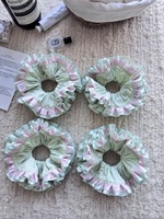Élastiques à cheveux pour femmes, rose et blanc contrastés, avec dentelle florale, nœuds décoratifs et tresses complètes, écologiques