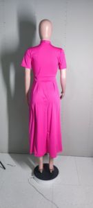 Abito da <span class=keywords><strong>Donna</strong></span> S-3XL con Volant, Elegante per Ufficio, Classico e Modesto, Rosa e Blu Navy, per Lavoro, Autunno ed Estate, Vestiti e Outfit - Product Image 5