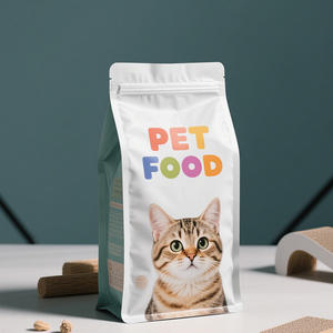 Pochette plastique OEM <span class=keywords><strong>grande</strong></span> taille 5kg 10kg 15kg poignée fond plat fermeture éclair refermable sacs d'emballage alimentaire pour chiens - Product Image 1