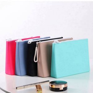 Sac de maquillage en silicone imperméable pour femmes, avec fermeture éclair, couleur personnalisée, logo personnalisé, sac de voyage - Product Image 2