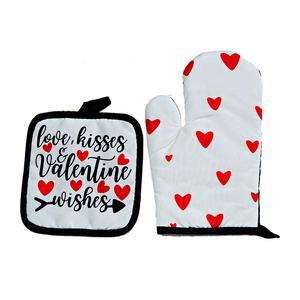 ชุดถุงมือกันความร้อนและที่รองหม้อสำหรับครัววันวาเลนไทน์ - ถุงมือปิ้งย่างบาร์บีคิวโพลีเอสเตอร์ที่เป็นมิตรกับสิ่งแวดล้อมและทนทาน - Product Image 4