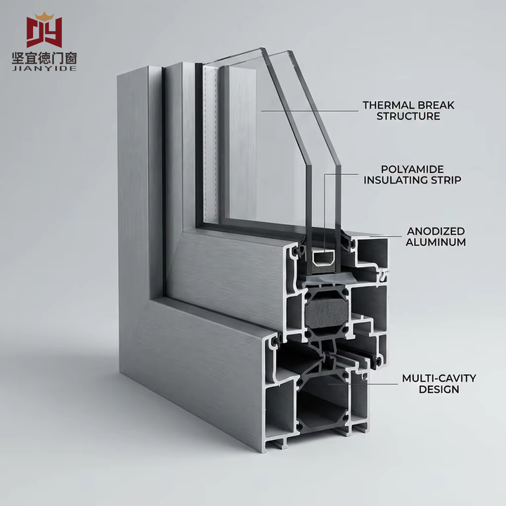 Customized Modern Thermal Break Aluminum Casement Window with Double ...