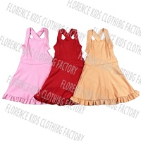 Ensemble jupe et débardeur en nylon et élasthanne jaune pastel à volants pour filles DH ODM, 2 pièces, vêtements d'été boutique
