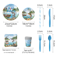 Assiettes et serviettes à thème pêche, fournitures pour fêtes, décorations pour fête d'anniversaire sur le thème de la pêche