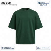 T-shirts pour hommes en coton 100% 310 g/m², coupe oversize, manches courtes, col rond, couleur unie, impression personnalisée, qualité supérieure, effet délavé à l'acide.