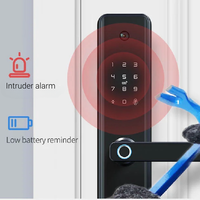 Serrure de porte intelligente avec déverrouillage par empreinte digitale et clé, contrôle via l'application Tuya, compatible Wi-Fi pour plusieurs types de portes