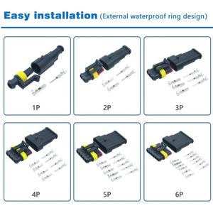 Connecteur Électrique Automobile Étanche Série 1.8 AMP Mâle Femelle, Prise de Voiture 1 2 3 4 5 6 Broches, Terminal à Fente - Product Image 3