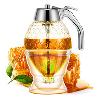 Drops hip Honey Dispenser mit rutsch fester Unterstützung Flip Top Deckel No Drip Honey Jar Glas 8 Unzen für Easy Works Ideal für Sirup zucker