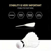 Volants de badminton professionnels de niveau tournoi, légers et durables, en plumes de canard de qualité OEM hybride premium avec tête en liège sandwich.