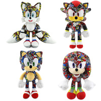 Peluche hérisson Sonic imprimée super douce avec rembourrage en coton PP, anti-stress, poupée brodée pour machine à griffes