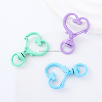 Connecteurs en métal couleur bonbon, peinture cuite, en forme de cœur et de macaron, pour porte-clés à ressort, apprêts de bijoux DIY, vente en gros