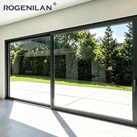 Porte coulissante de patio en aluminium insonorisée ROGENILAN pour l'extérieur, double vitrage, verre trempé, pour maisons