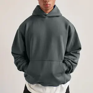 men high quality cotton thick heavy french terry pullover hoodie custom drop shoulder fleece oversized hoodie