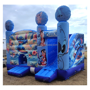 Château gonflable commercial Sti-tch avec toboggan, combo tropical, château sauteur avec personnage de dessin animé 3D pour location de fête pour enfants - Product Image 4