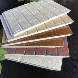 Arabia Saudita mejor Popular pared exterior sándwich Panel línea <span class=keywords><strong>de</strong></span> producción PU repujado Metal tallado Panel con lana/piedra modelo - Product Image 1