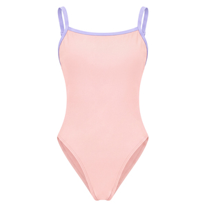 Justaucorps de danse pour femme à bretelles spaghetti réglables et bordures contrastées, en tissu doux et élastique, idéal pour l'entraînement de ballet et la gym - Product Image 5