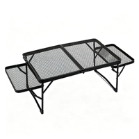 Table pliante réglable en hauteur avec dessus et panneaux latéraux en maille, table de camping pour le camping, la pêche, la plage, le jardin, la terrasse