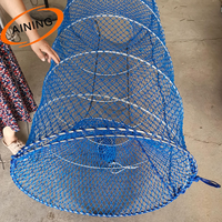 Trampa Plegable de Resorte Directa de Fábrica, Red de HDPE, Alambre de Acero, Jaula para Pesca de Cangrejos, Recipientes para Cebo, Negra 70x110cm