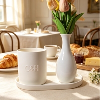 Plateau à bijoux en céramique blanc avec logo gravé personnalisé, plateau à bagues, forme ovale irrégulière, plateau à bibelots, décoration d'intérieur, style français
