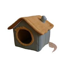 Warmes Plüsch-Haustierbett in Hausform, Abnehmbar und Waschbar, Ganzjährig Nutzbar, Katzenhöhle für Kleine und Mittelgroße Hunde und Katzen