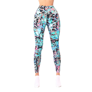 High-Waist Colorful Printed <b>Yoga</b> Leggings <b>For</b> <b>Women</b>, Ankle-Length Spandex Nylon 4-Way Stretch Breathable Fitness <b>Pants</b>, LJ Brand - Product Image 1