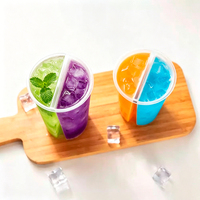 Gobelets en plastique à double paroi transparents de 500 ml et 750 ml avec couvercle, directement de l'usine, durables en PP, logo personnalisé, pour les salons de thé Boba