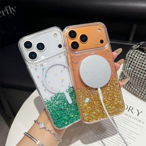 เคสใสประดับกลิตเตอร์เพชรแฟชั่นใหม่สำหรับ iPhone 16 15 14 13 17 12 Pro Max 16 Plus รองรับการชาร์จไร้สายแบบแม่เหล็ก - Product Image 2