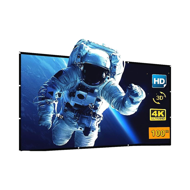Aurzen 4K HD 16:9 Wrinkle-Free Double-Sided Projection Foldable Portable Projector Screen for Home Theater