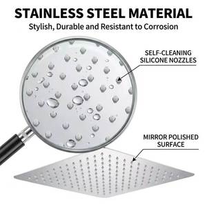 <span class=keywords><strong>Douche</strong></span> de plafond carrée ultra-mince 8 mm en acier inoxydable 304 noir mat de qualité supérieure, 10/12 pouces, vente en gros directe usine - Product Image 3