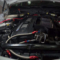 طقم خرطوم وقود وزيت عالمي AN10، خط CPE مضفر فضي مع وصلات أطراف خرطوم بزاوية 90 درجة ومستقيمة، خرطوم زيت نايلون بطول 1 متر