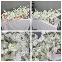 DKB Vente en gros de centre de table en roses blanches artificielles, guirlande de fleurs de haute qualité, chemin de table pour la décoration de mariage