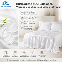 Ensemble de draps en bambou adhésifs de qualité supérieure, certifiés OEKO-TEX, audités BSCI, respirants et soyeux, à poches profondes, 400TC, Cloudland