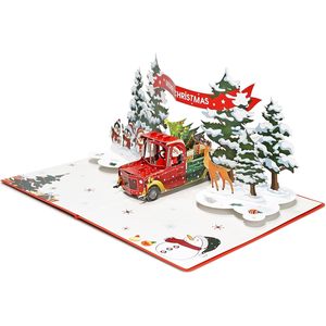 Christmas Pop-Up 3D Rectangle Holiday Greeting Card 6x8in 4-Color Digital Printed with <b>Gloss</b> Lamination for Family and Friends - Product Image 6