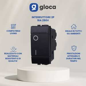 Gloca Lot de 3 interrupteurs muraux 2 pôles 16A 250V en plastique, installation facile, IP20 - Product Image 2