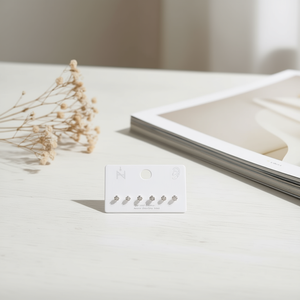 Orecchini a Perno con Zirconi Bianchi Pentagonali 4mm 5mm 6mm, Gioielli Raffinati - Product Image 3