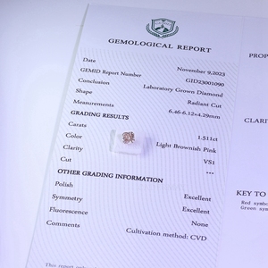 Diamante de color rosa marrón EX Cut Lab Grown Diamond Precio al por mayor CVD Lab Diamond con certificado <span class=keywords><strong>GEMID</strong></span> - Product Image 4