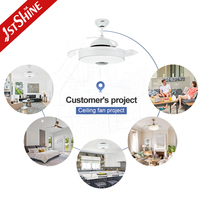 Ventilador de Techo Inteligente 1stshine con Control por Voz Mediante Aplicación Wifi, Compatible con OEM/ODM, Ahorro de Energía, Aspas Retráctiles y Luz LED